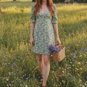 Rails Floral Dress Size Small | Cottagecore Prairie Midi Peasant Style